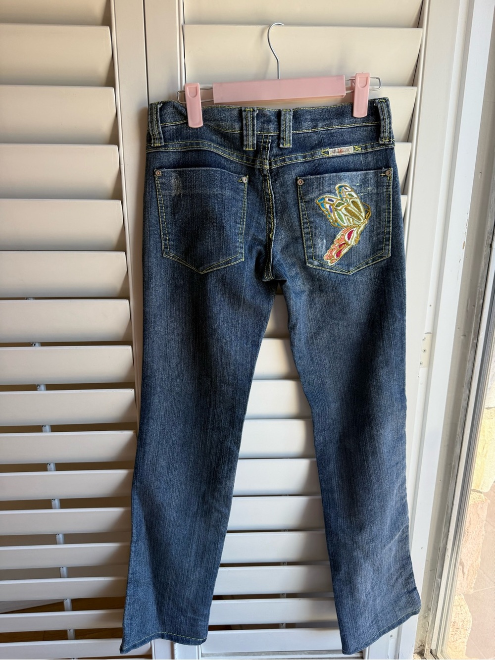 Frankie B. y2k low rise Butterfly embroidered jeans sz 2